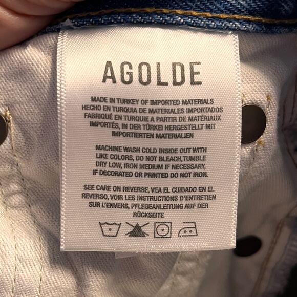Agolde Riley High Rise Jeans Raw Hem Button Fly Sz 24 MSRP $198 - Picture 7 of 11